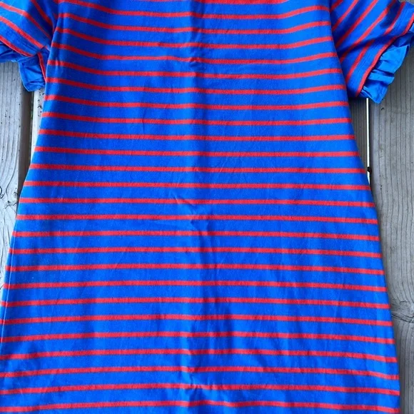 Tory Burch Striped Cotton Dress – Blue & Red, Size M - Picture 6 of 7